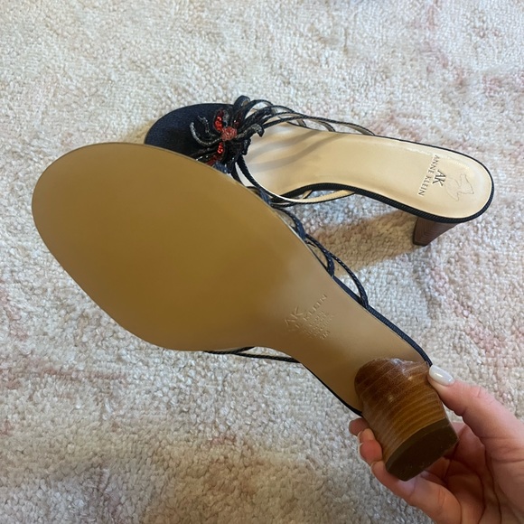 NWOT, ANNE KLEIN sequin & beaded denim slides w/ kitten heel, dress up or down - Picture 4 of 4